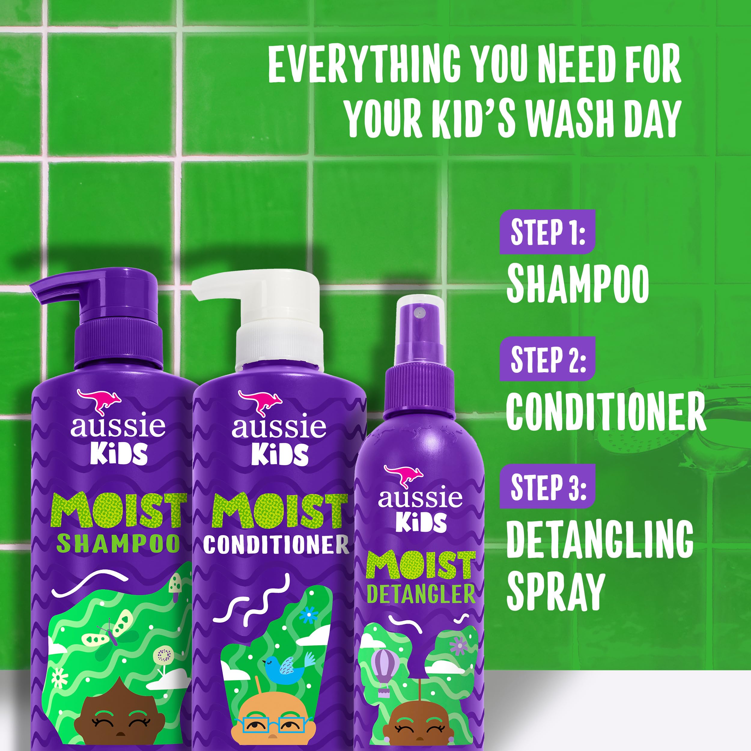 Aussie Kids Condicionador etiqueta, fórmula suave para niños