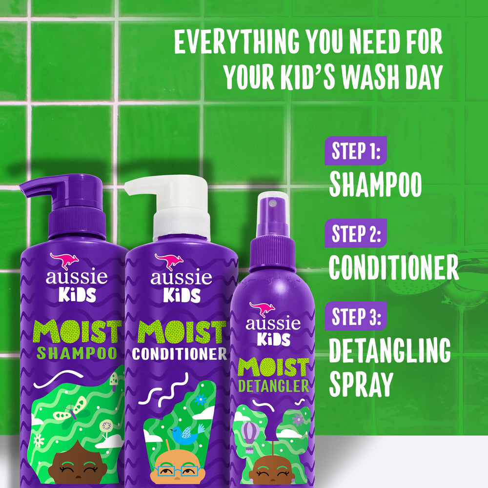 Aussie Kids Condicionador etiqueta, fórmula suave para niños