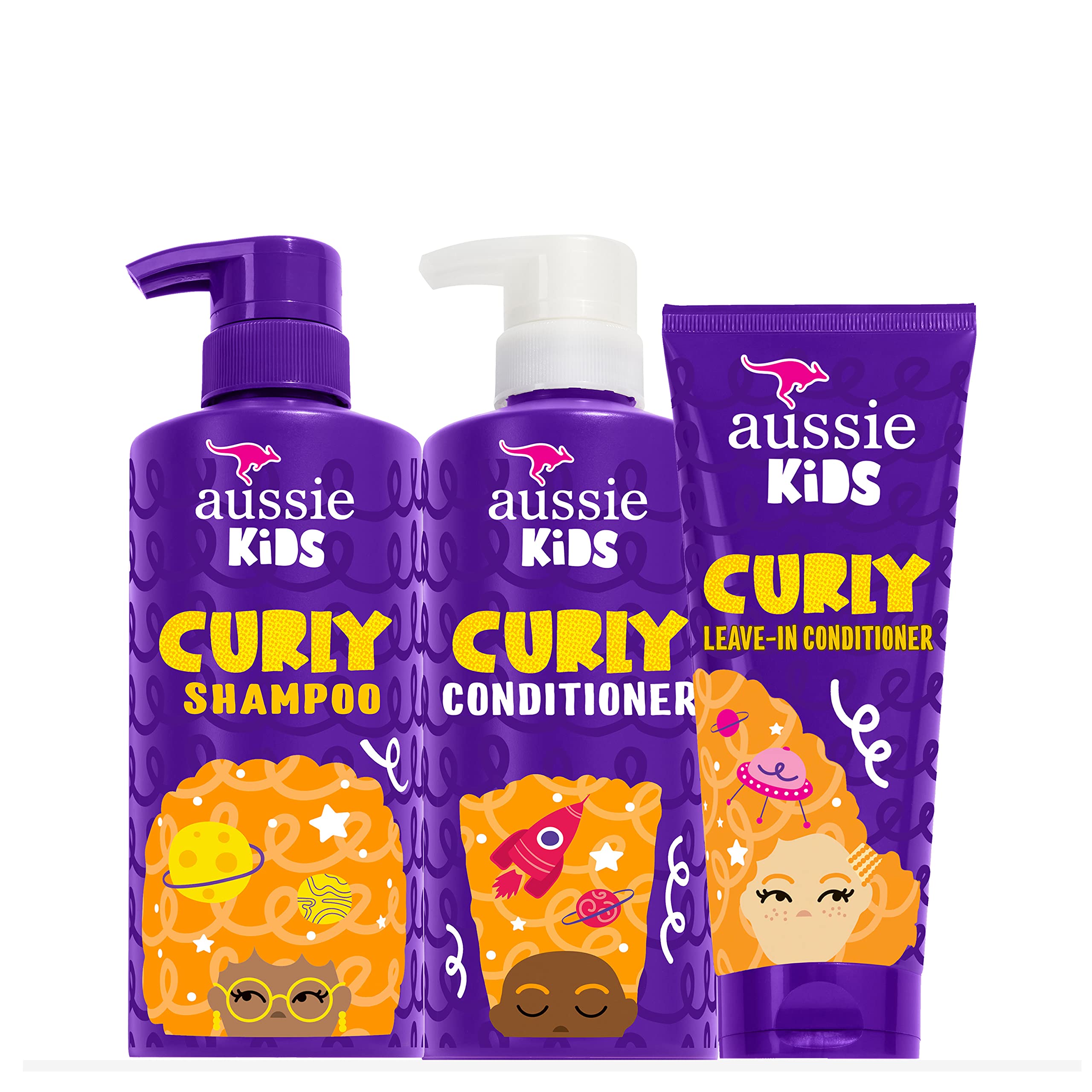 Aussie Kids curly shampoo bottle for gentle cleansing of curls.