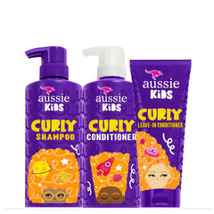 Aussie Kids curly shampoo bottle for gentle cleansing of curls.