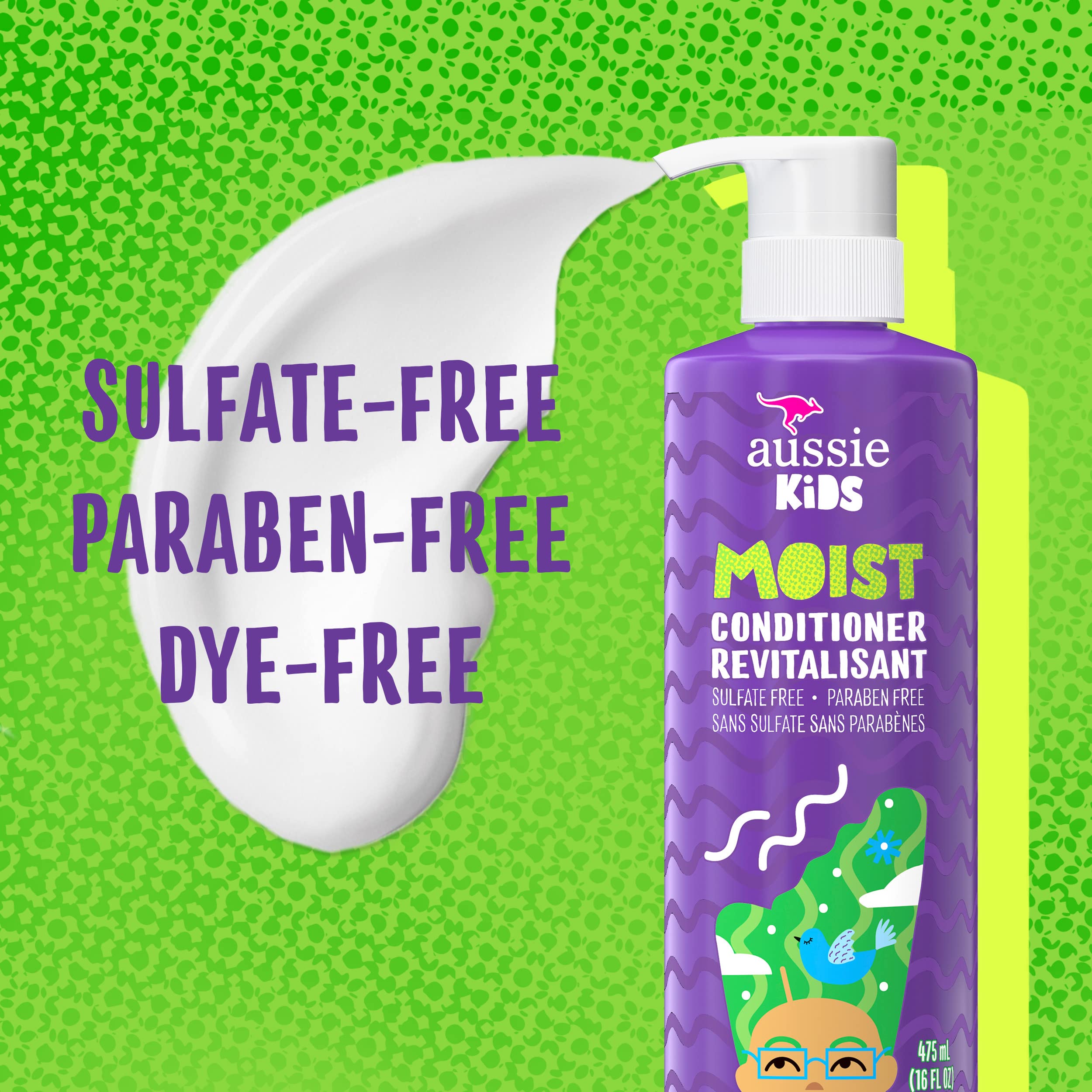 Envase de Aussie Kids con hidratación ligera para peinado diario.