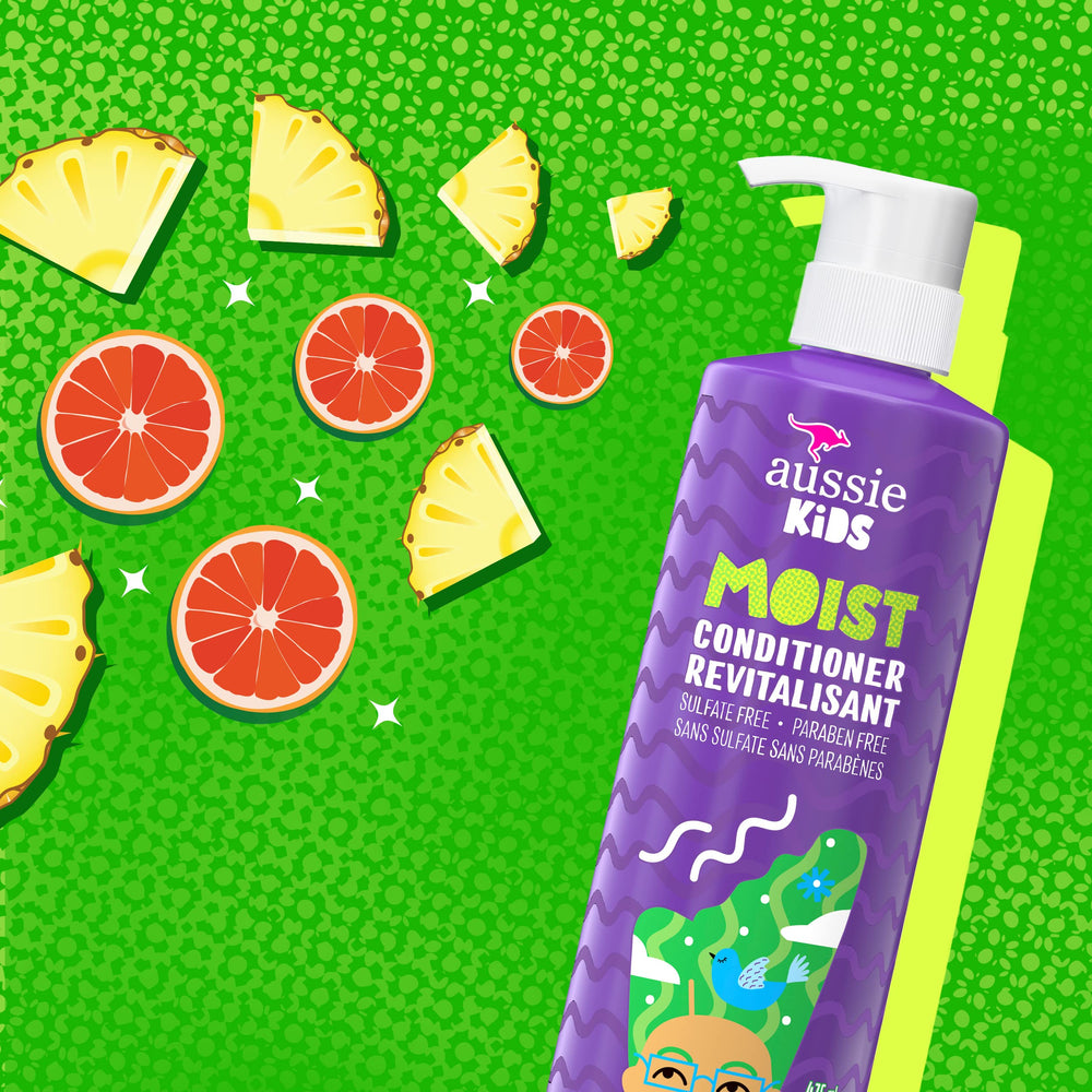 Acondicionador Aussie Kids, ingredientes suaves y libre de crueldad animal.