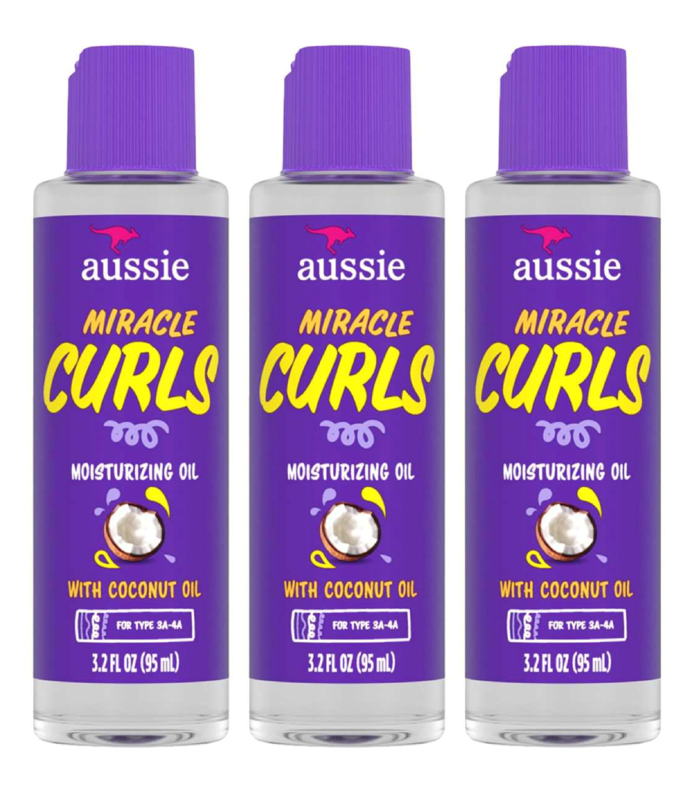Aussie Miracle Curls, botella con dispensador para definir rizos y evitar encrespamiento.