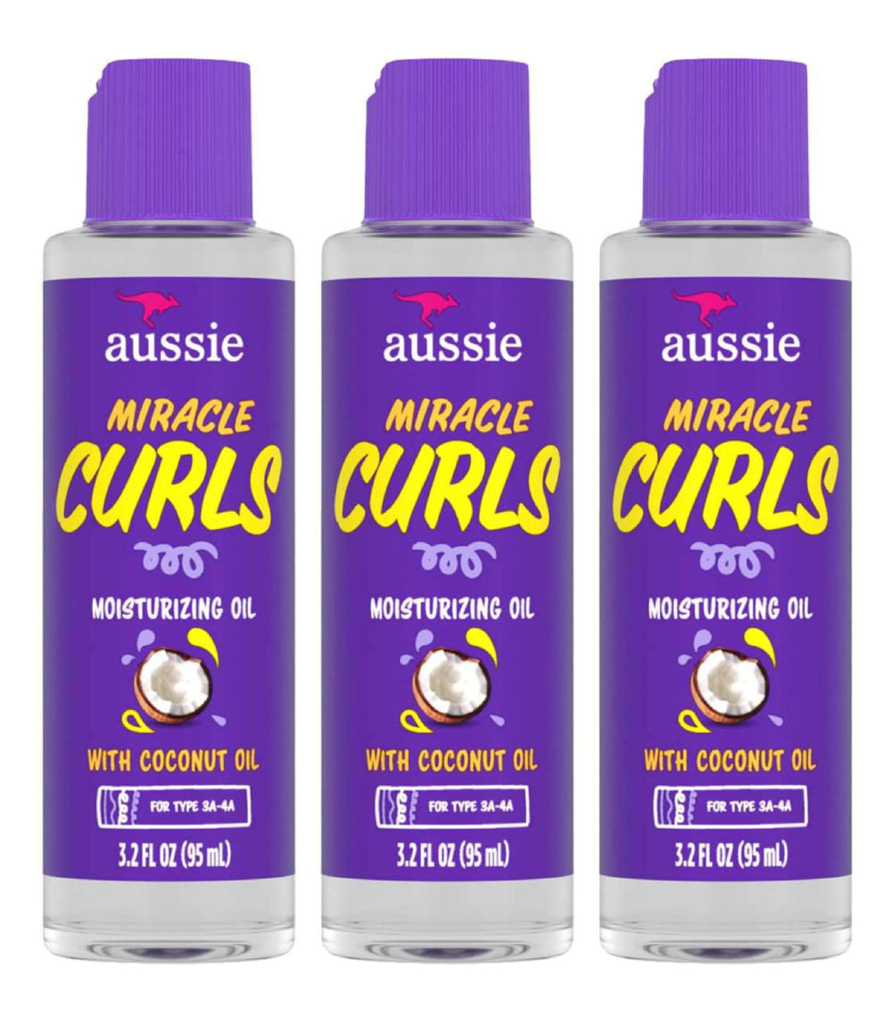 Aussie Miracle Curls, botella con dispensador para definir rizos y evitar encrespamiento.