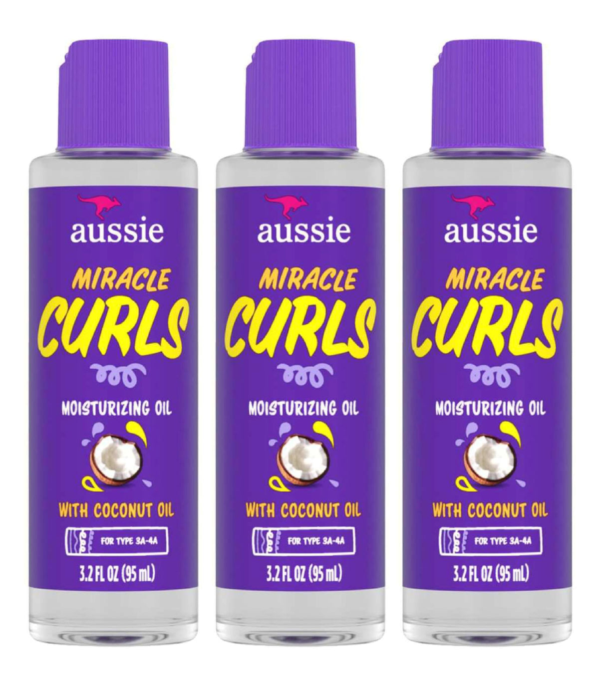 Aussie Miracle Curls, botella con dispensador para definir rizos y evitar encrespamiento.