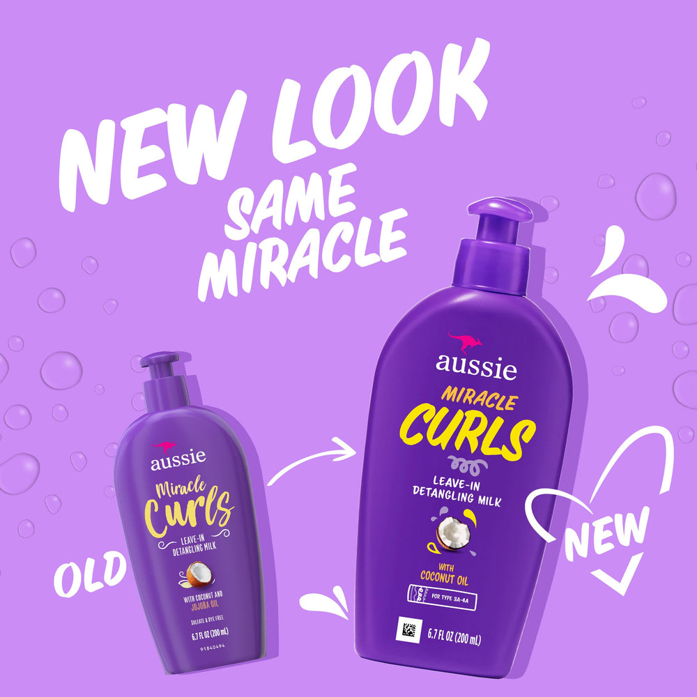 Aussie Miracle Curls applied to damp hair for easy detangling.