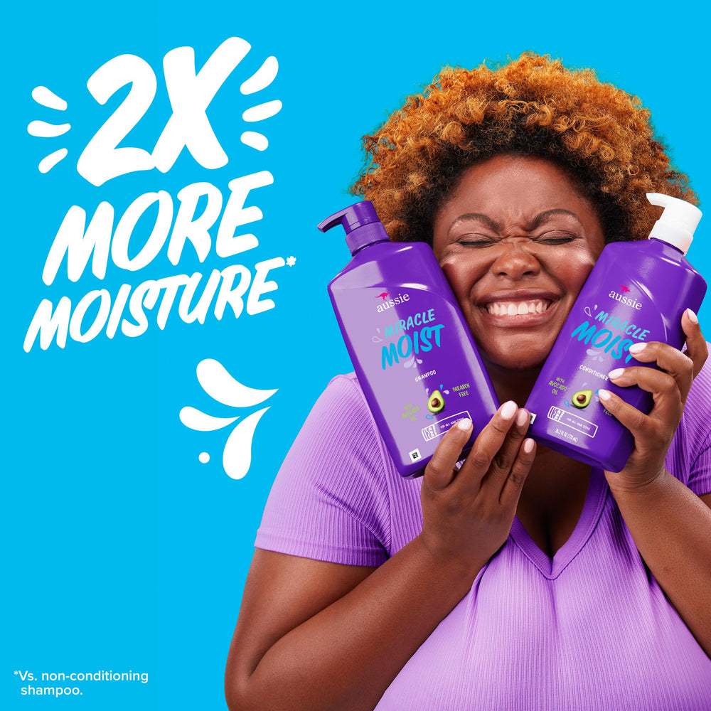 Etiqueta de Aussie Miracle Moist libre de parabenos para una rutina más limpia.