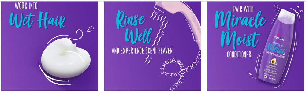 Envase dúo de Aussie Miracle Moist para shampoo y acondicionador.