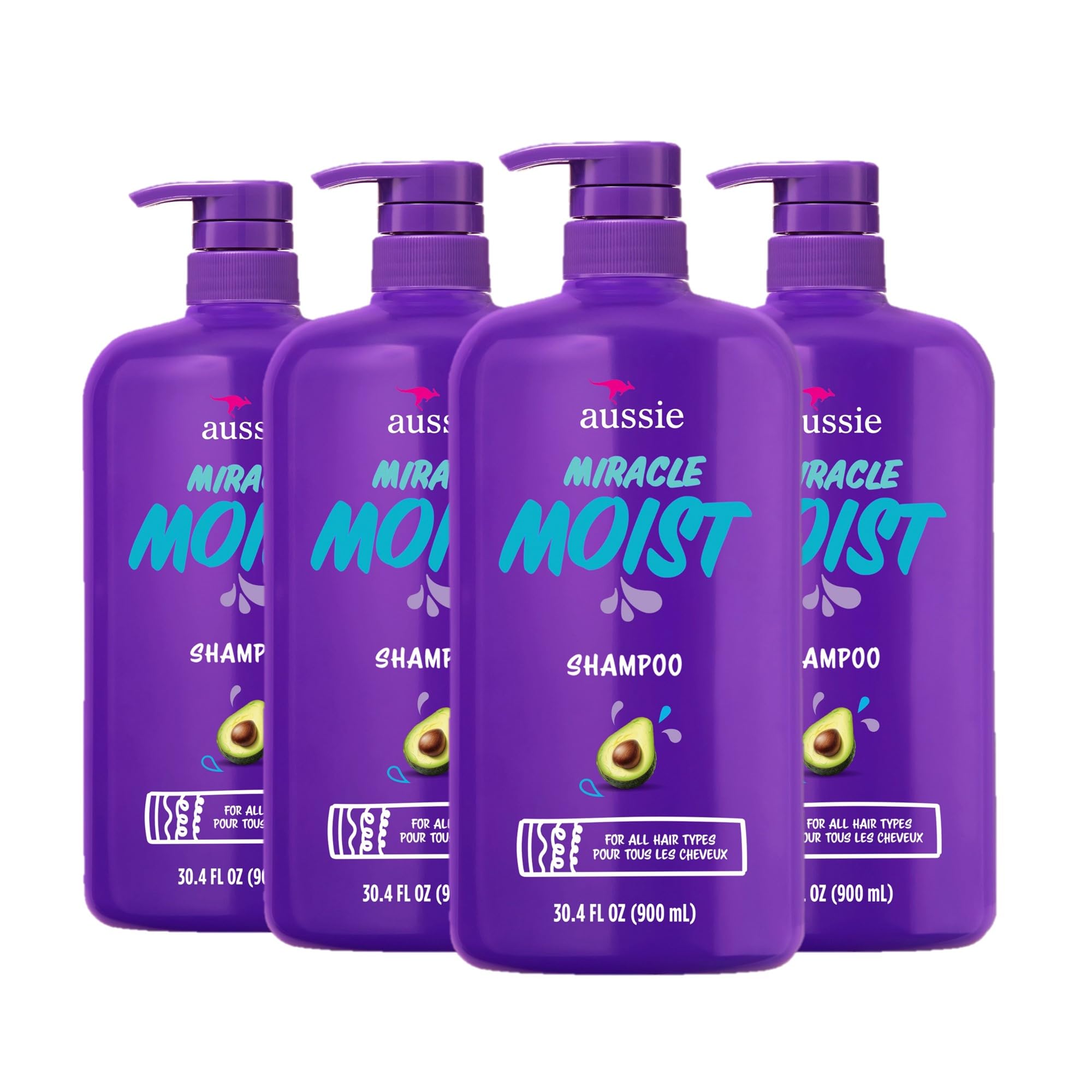 Aussie Miracle Moist Shampoo bottle showcasing avocado-jojoba hydration