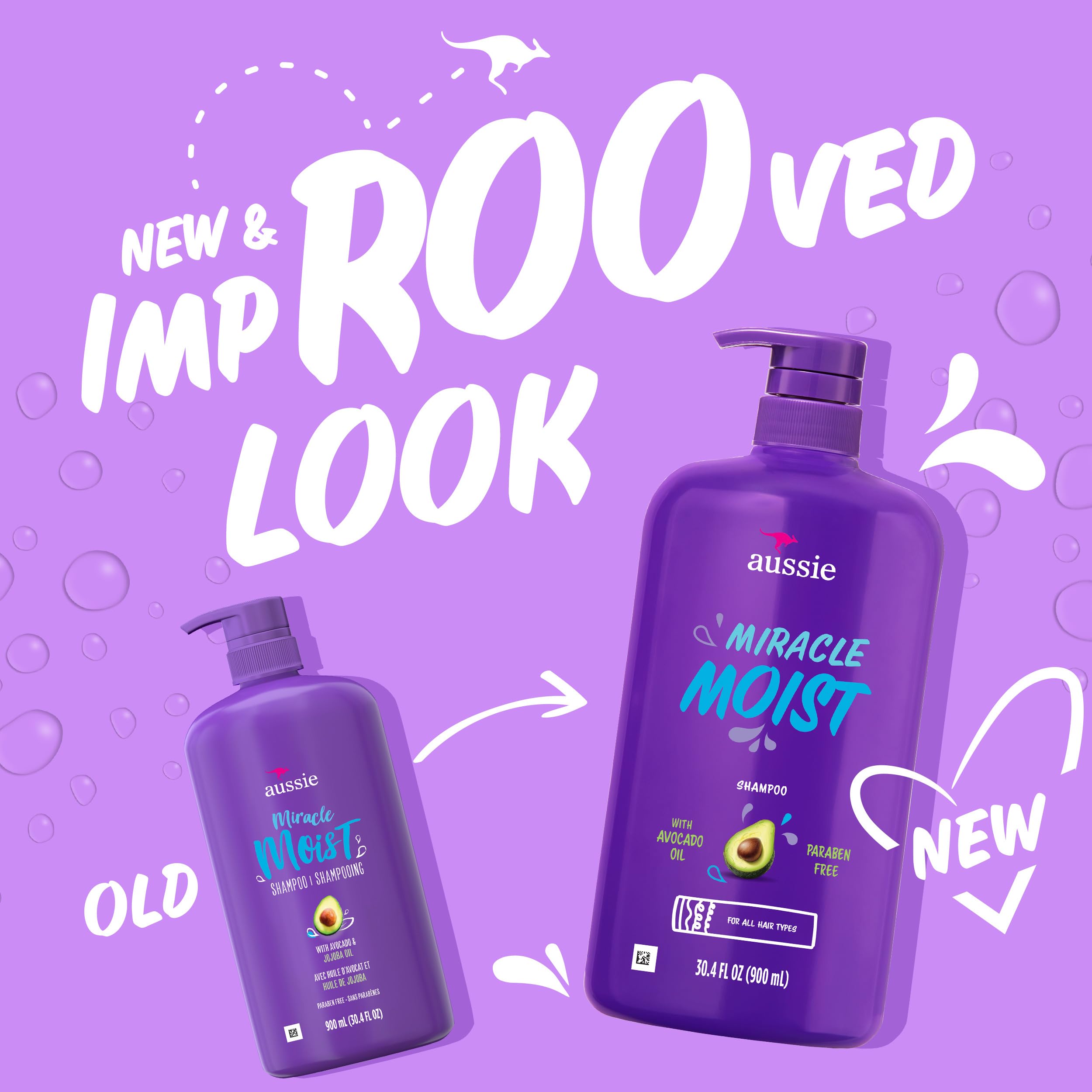 Aussie Miracle Moist Shampoo being poured to create a rich lather