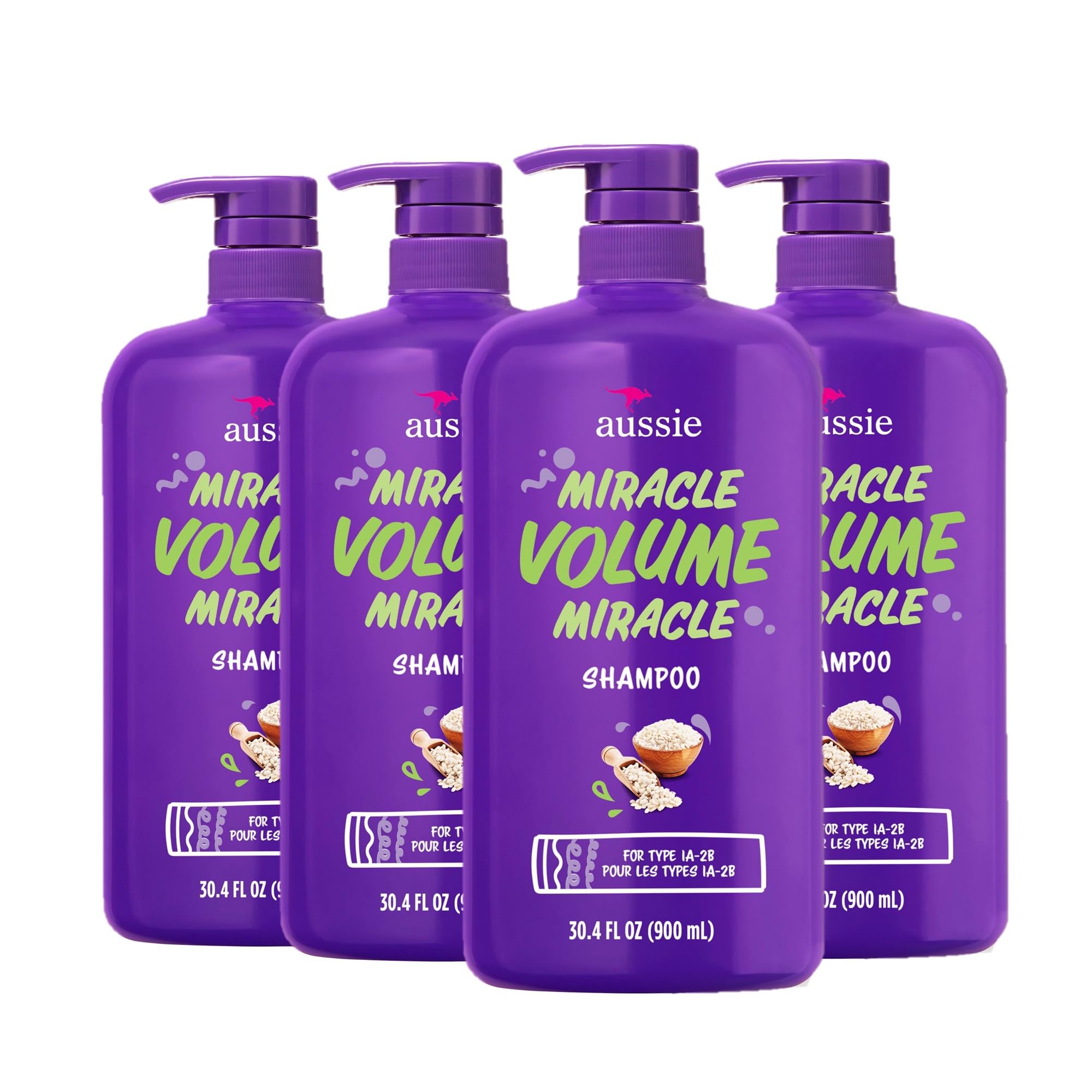 Aussie Miracle Volume Shampoo bottle front view highlighting bold packaging