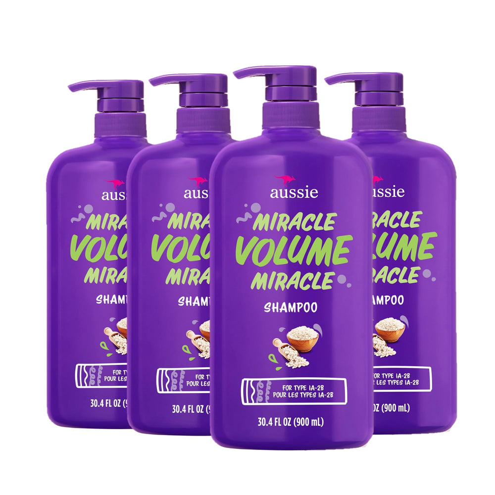 Aussie Miracle Volume Shampoo bottle front view highlighting bold packaging