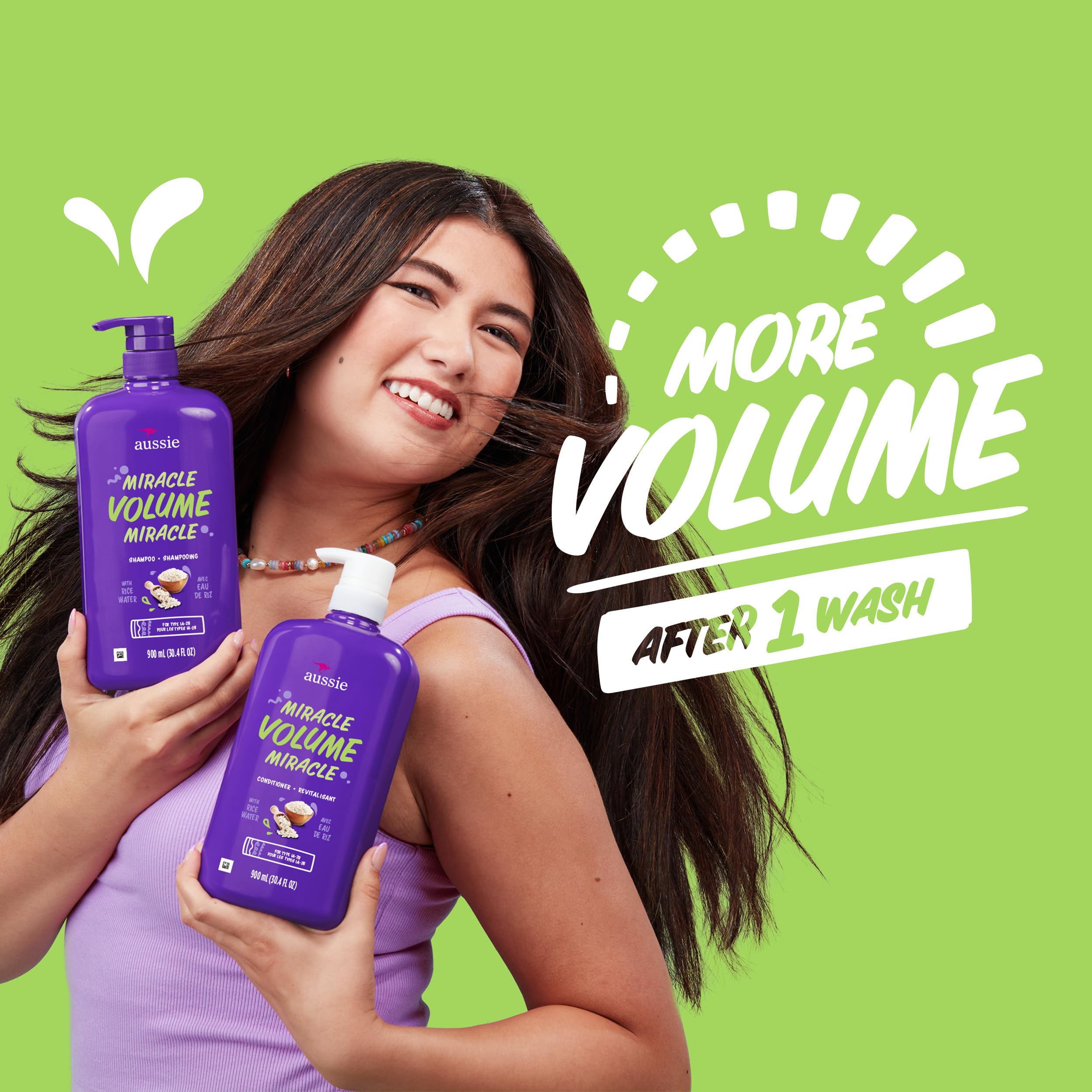 Hair volume boost after first wash with Aussie Miracle Volume Shampoo