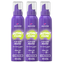 Aussie espuma de volumen Instantáneo, paquete triple para volumen duradero.