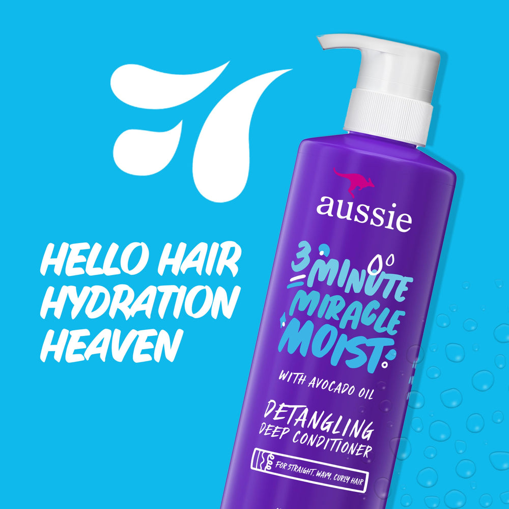 Aussie silky shine and smooth strands after a 3-minute treatment.