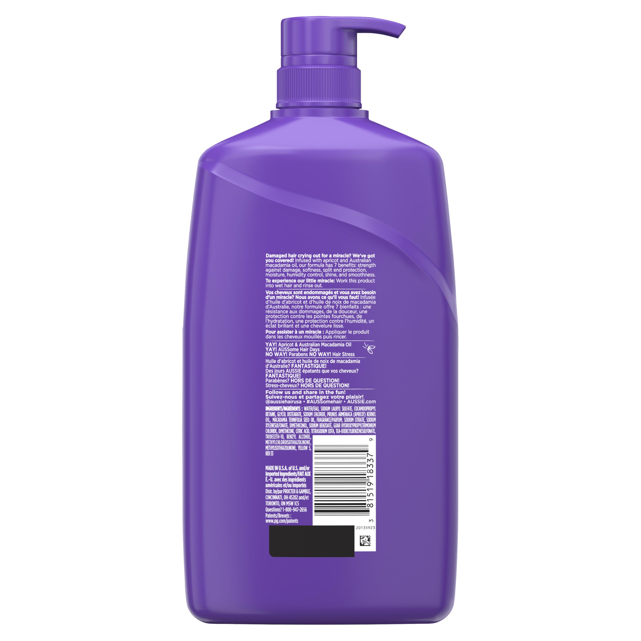 Aussie Total Miracle 7N1 Shampoo stage-ready lather for daily use