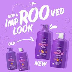 Chorro de Aussie Total Miracle Champú durante el lavado para cabello suave.