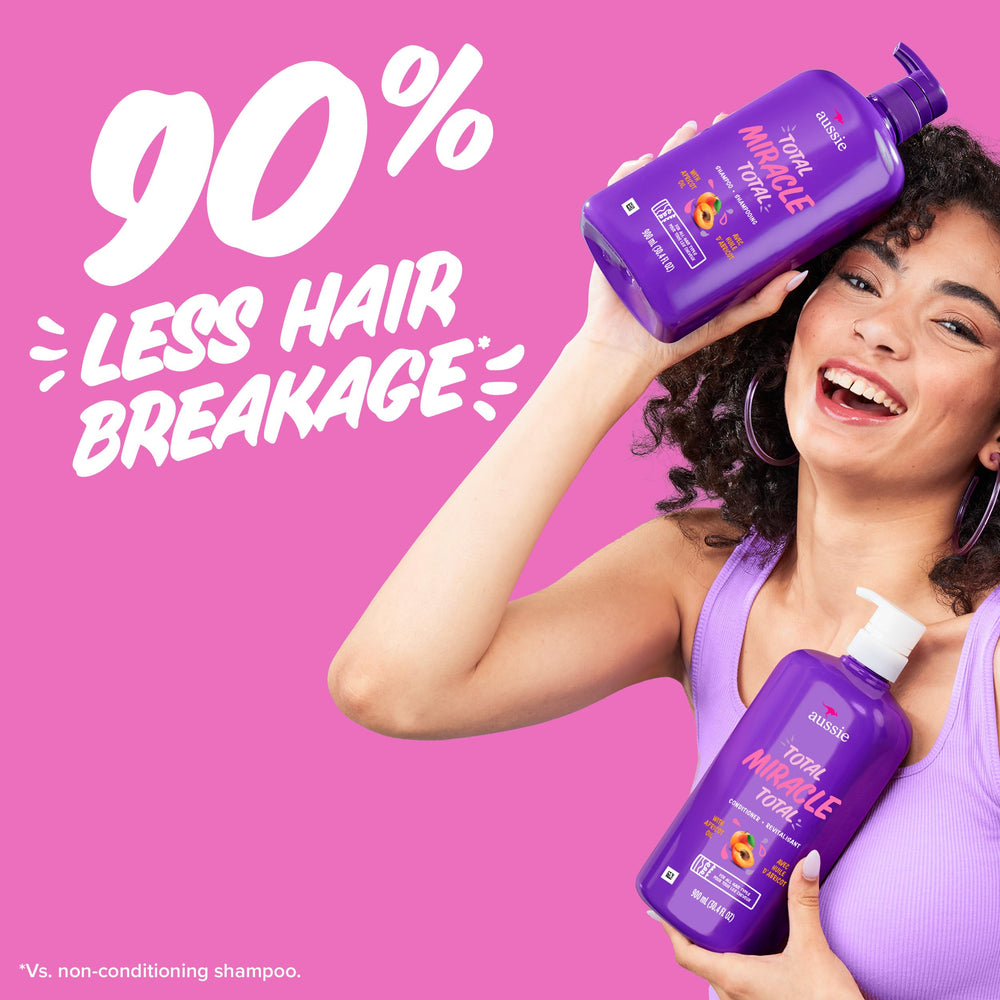 Aussie Total Miracle conditioner scent with citrus, florals, and musk fragrance.