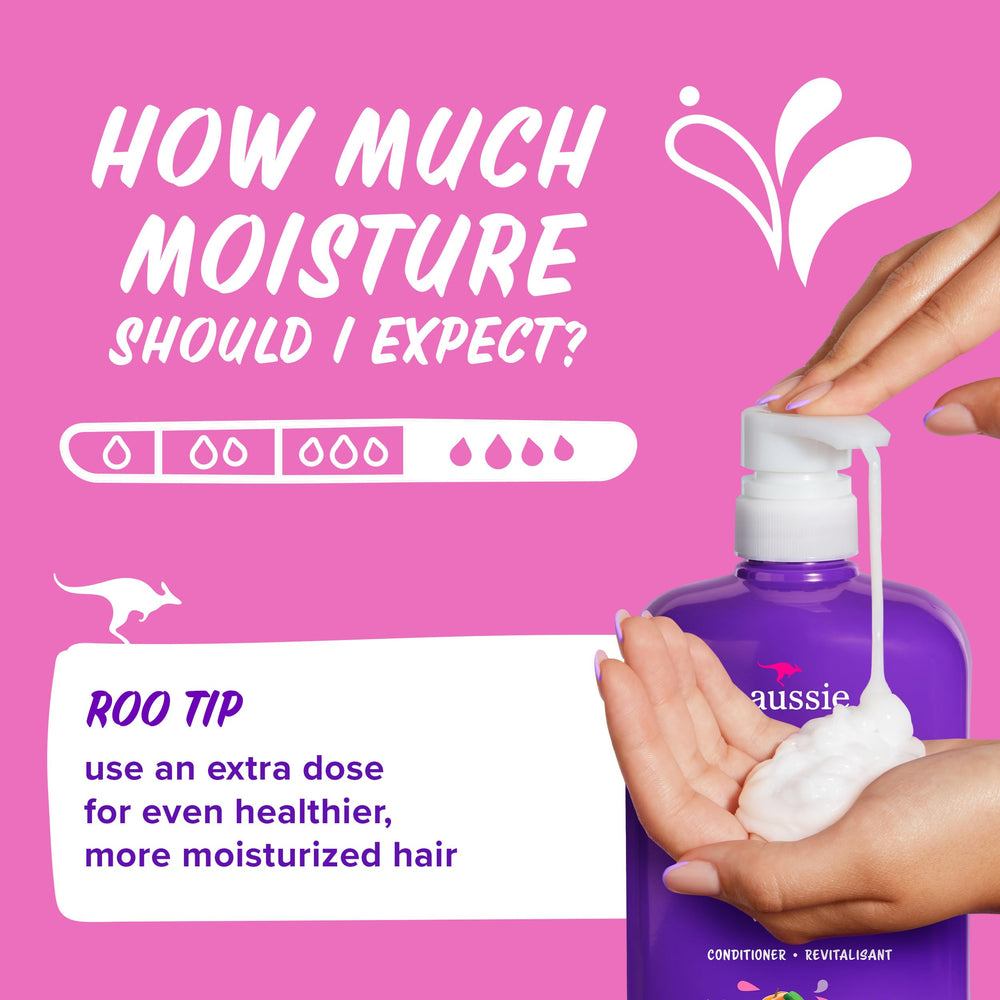 Aussie Total Miracle conditioner rinse step showing refreshed, moisturized strands.