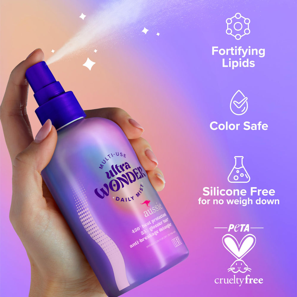 Aussie Ultra Wonder Bruma Diaria para cabello húmedo, facilita peinado.