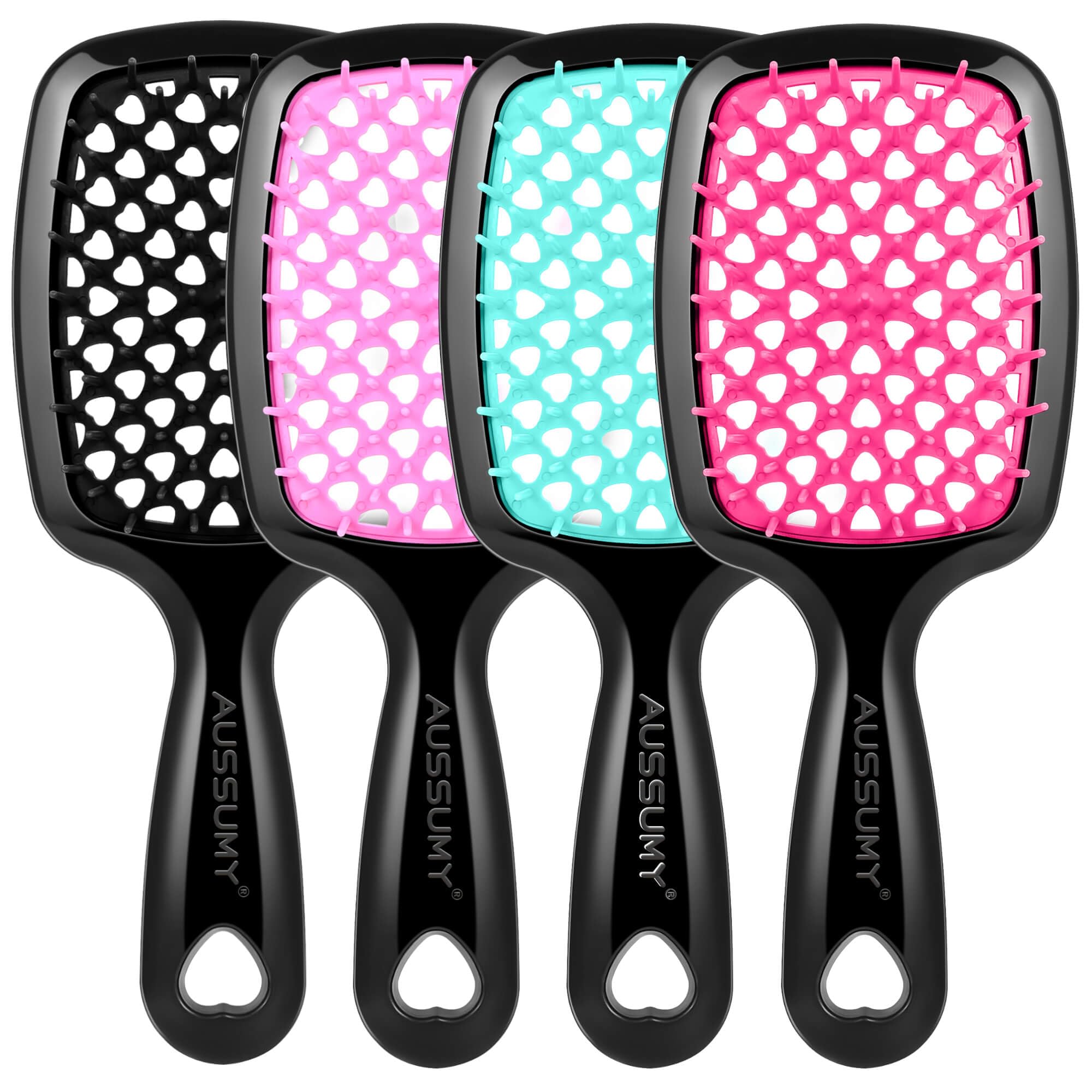Aussumy 4-pack vented detangling brush with hollow design eases detangling.