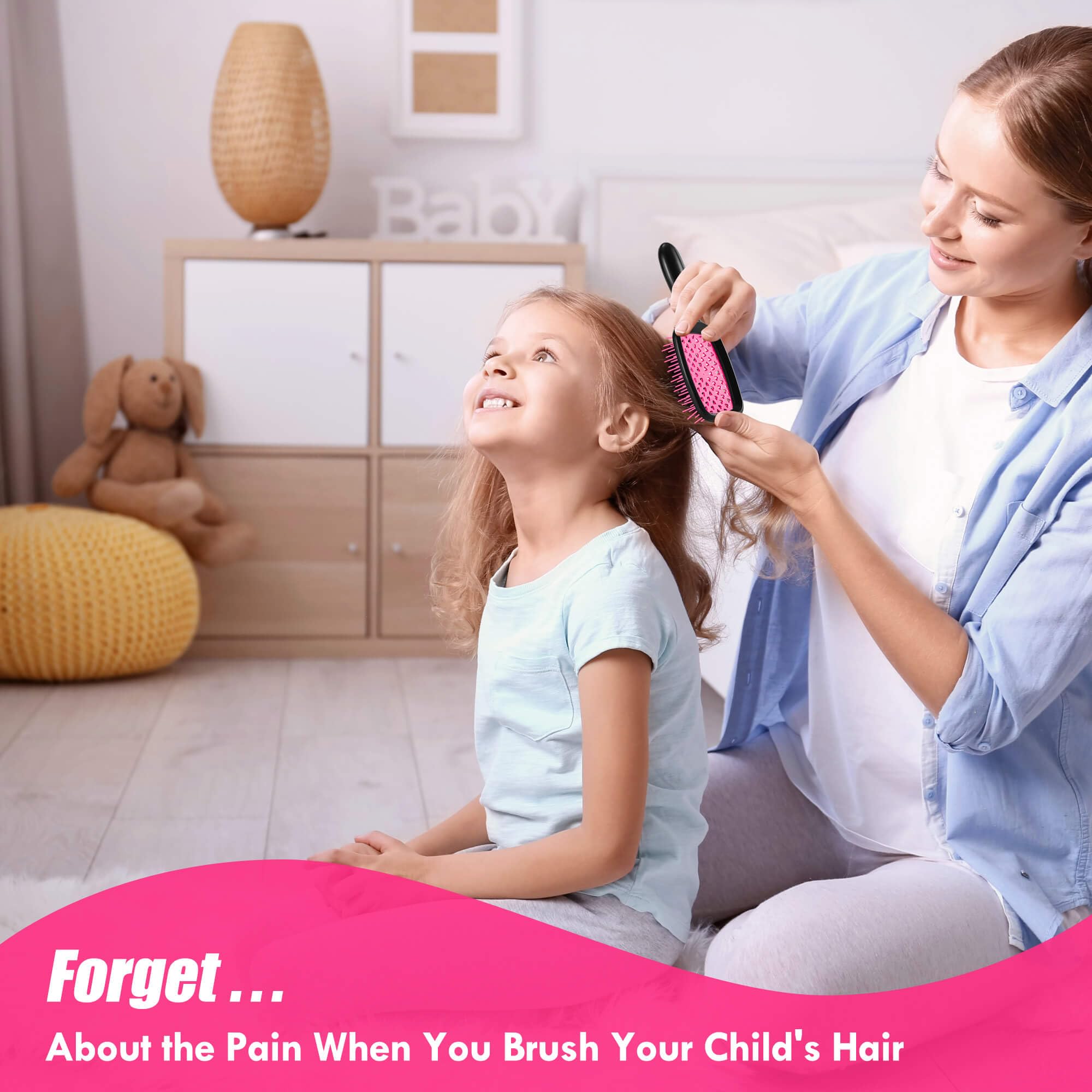 Aussumy ergonomic handle detangler provides secure control during brushing.