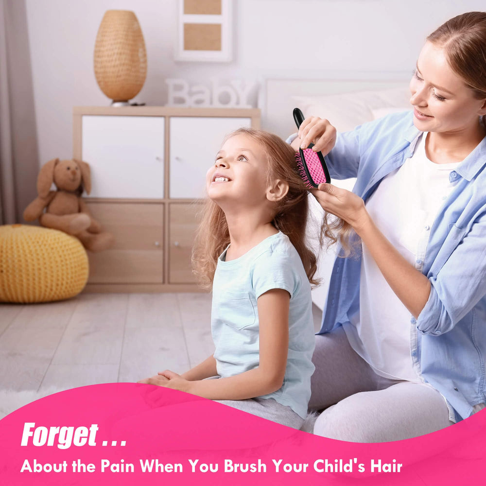 Aussumy ergonomic handle detangler provides secure control during brushing.