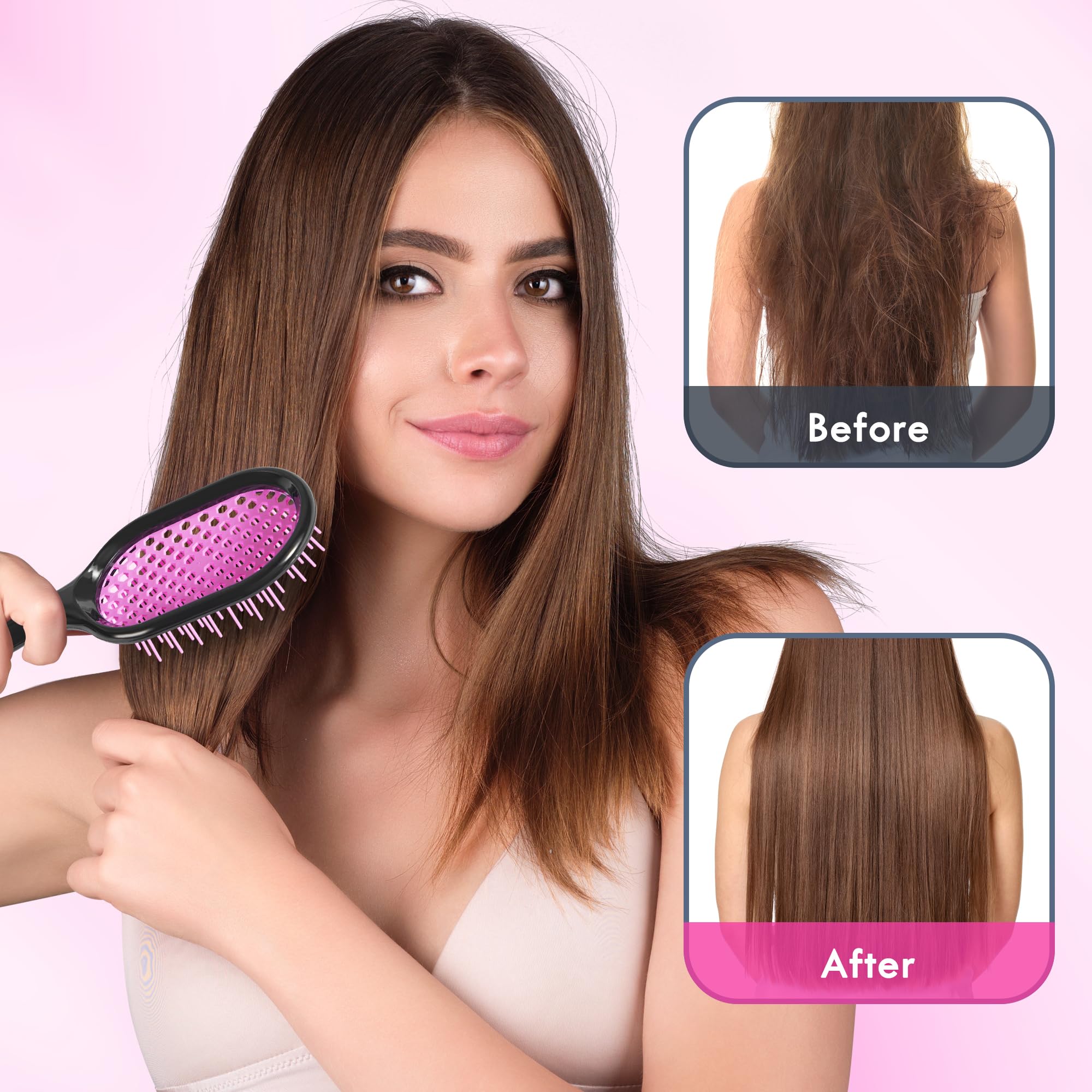 Aussumy soft-bristles wet-hair brush enables gentle detangling after shower.