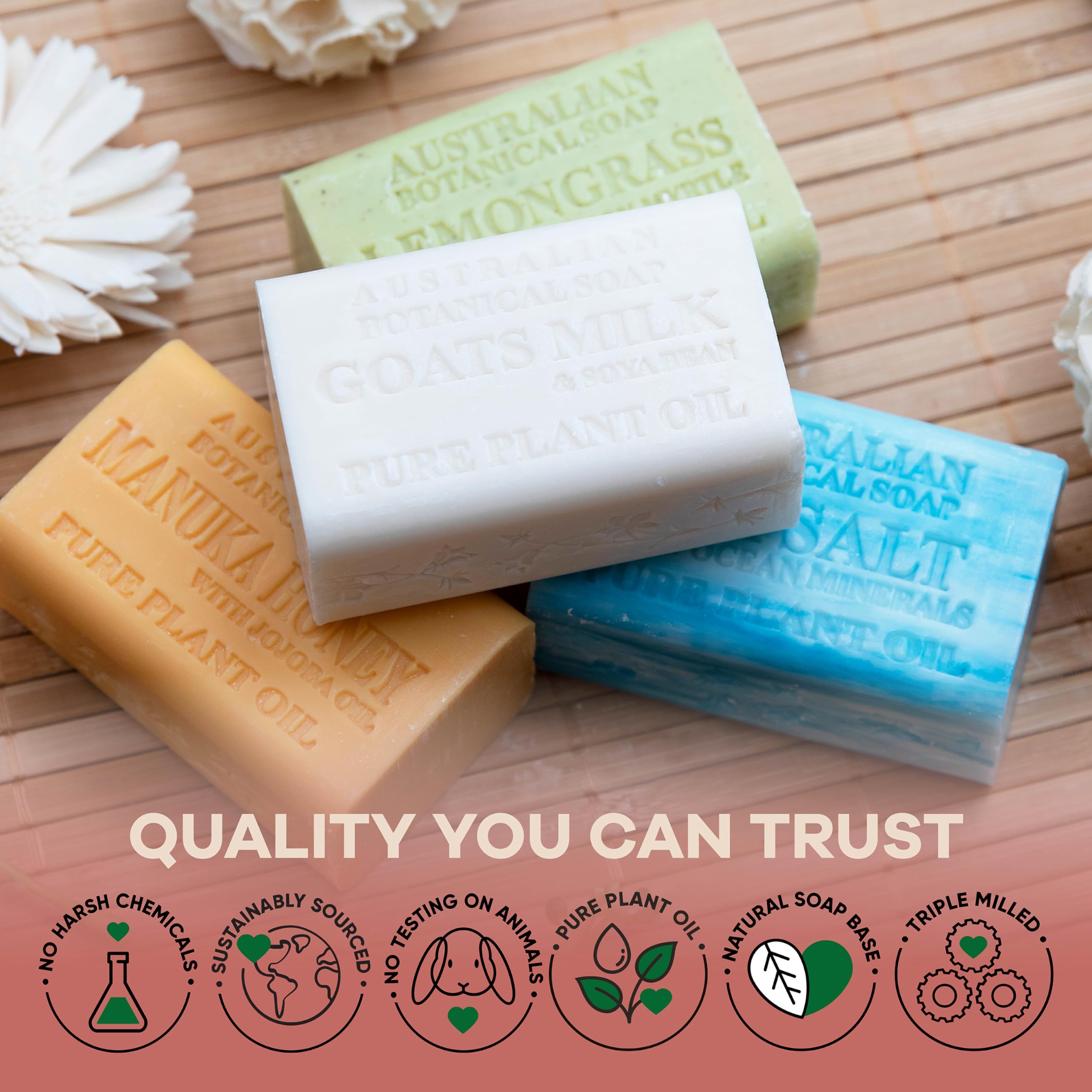 Australian Botanical Soap goat milk bar with shea butter, creamy lather.