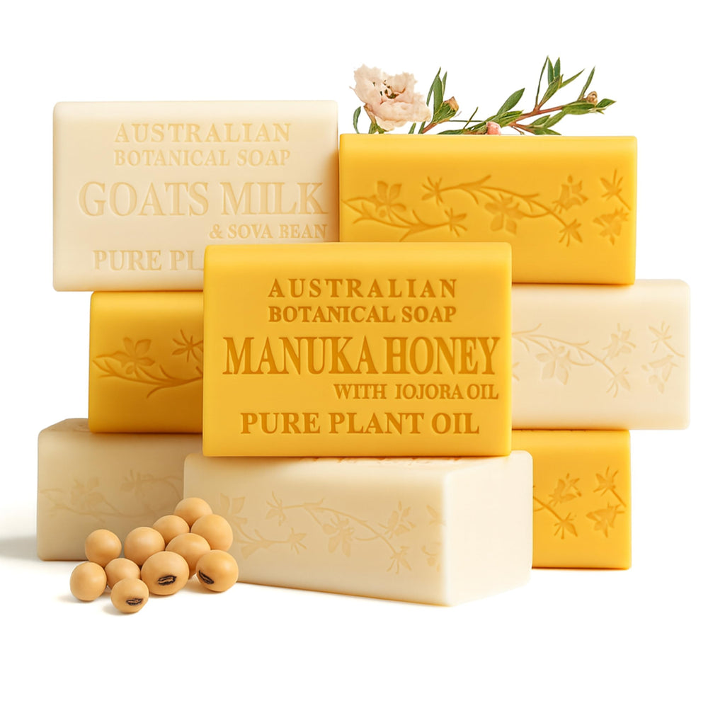 Australian Botanical Goat Milk Soap Pack shown for daily cleansing.