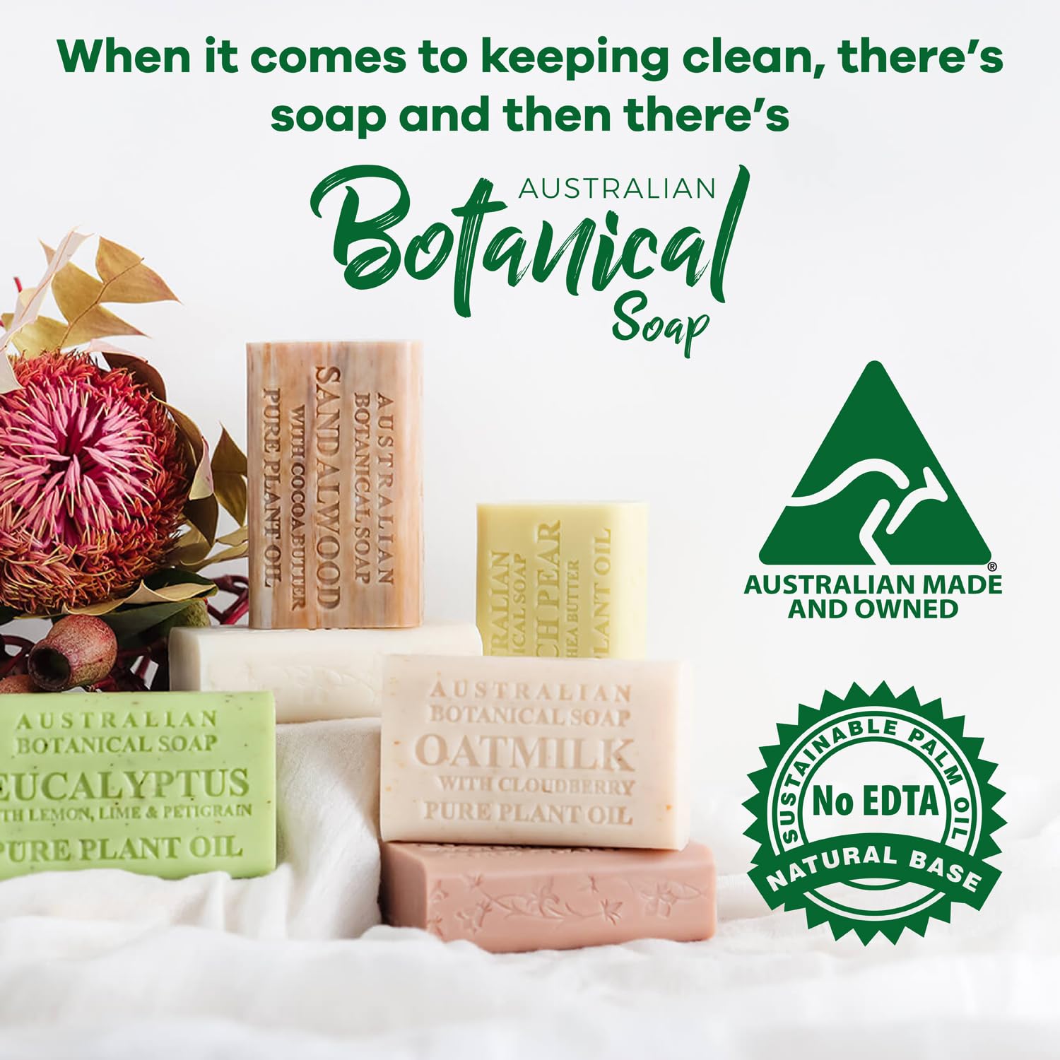 Australian Botanical Soap gentle exfoliation while removing impurities, leaving refreshed skin.