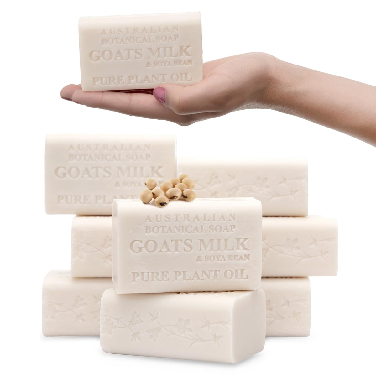 Australian Botanical Soap goat milk bar pack8 wrapped, ideal for daily cleansing.