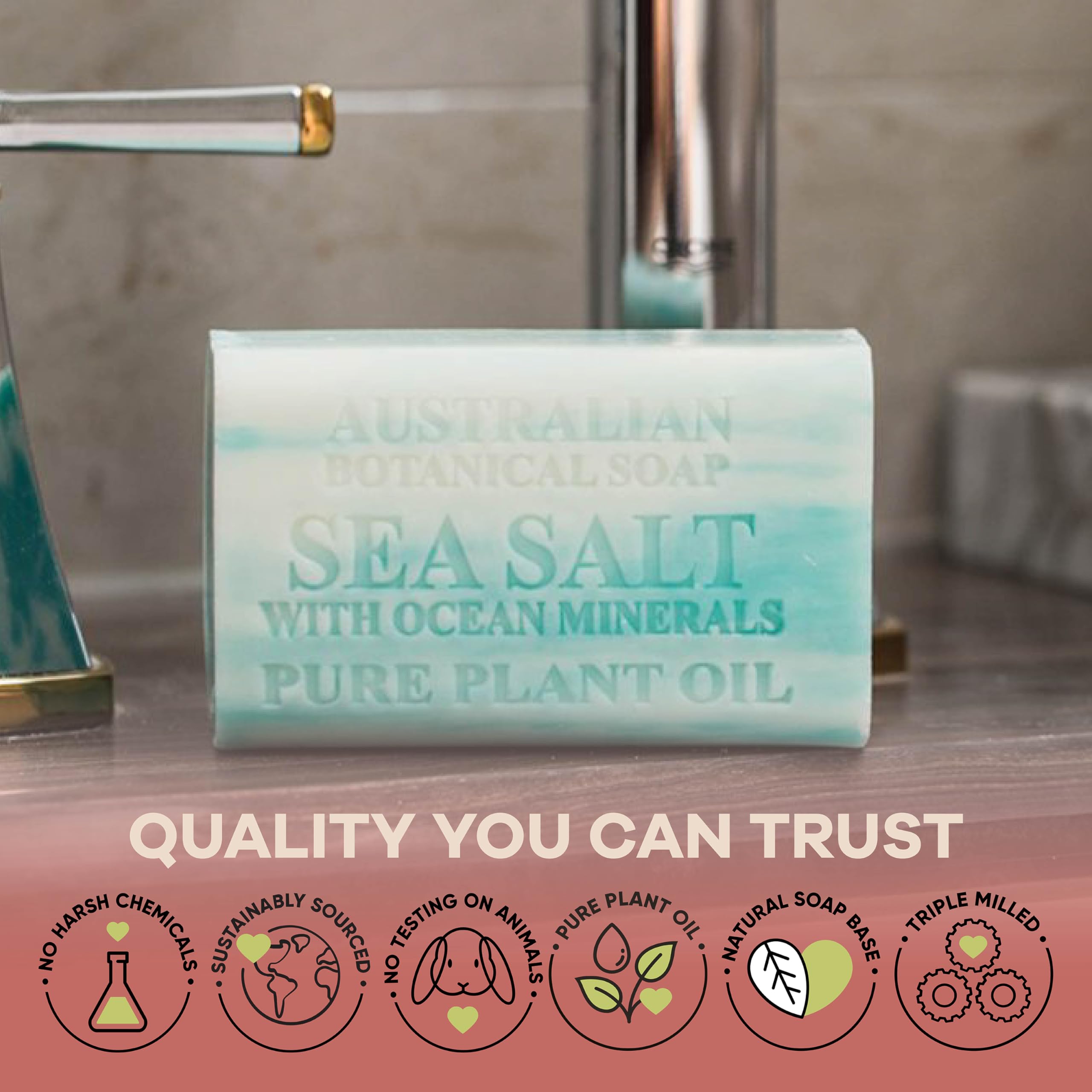 Australian Botanical Soap smooth lather on hands, face, and body during daily routines.