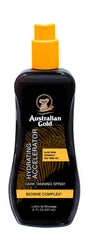 Australian Gold acelerador de bronceado en gel en aerosol para un tono dorado más profundo.