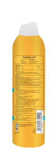 Australian Gold rociador continuo SPF 15, aplicación rápida para días activos.