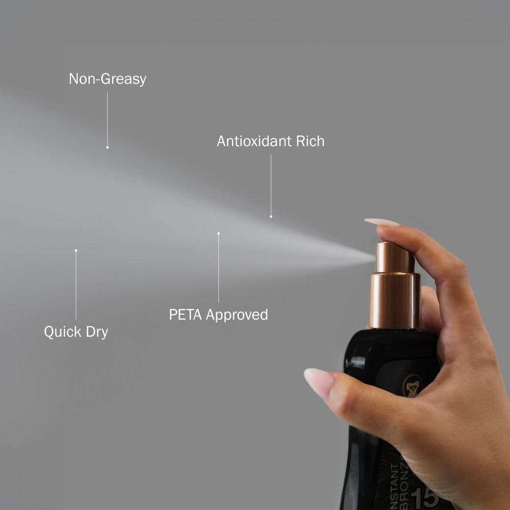 Australian Gold Bloqueador solar spray SPF 15, protección de amplio espectro.