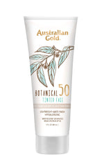 Australian Gold Botanical SPF 50 tinted mineral lotion bottle with mineral sunscreen.