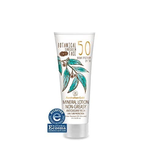 Label of Australian Gold Botanical SPF50 tinted mineral lotion