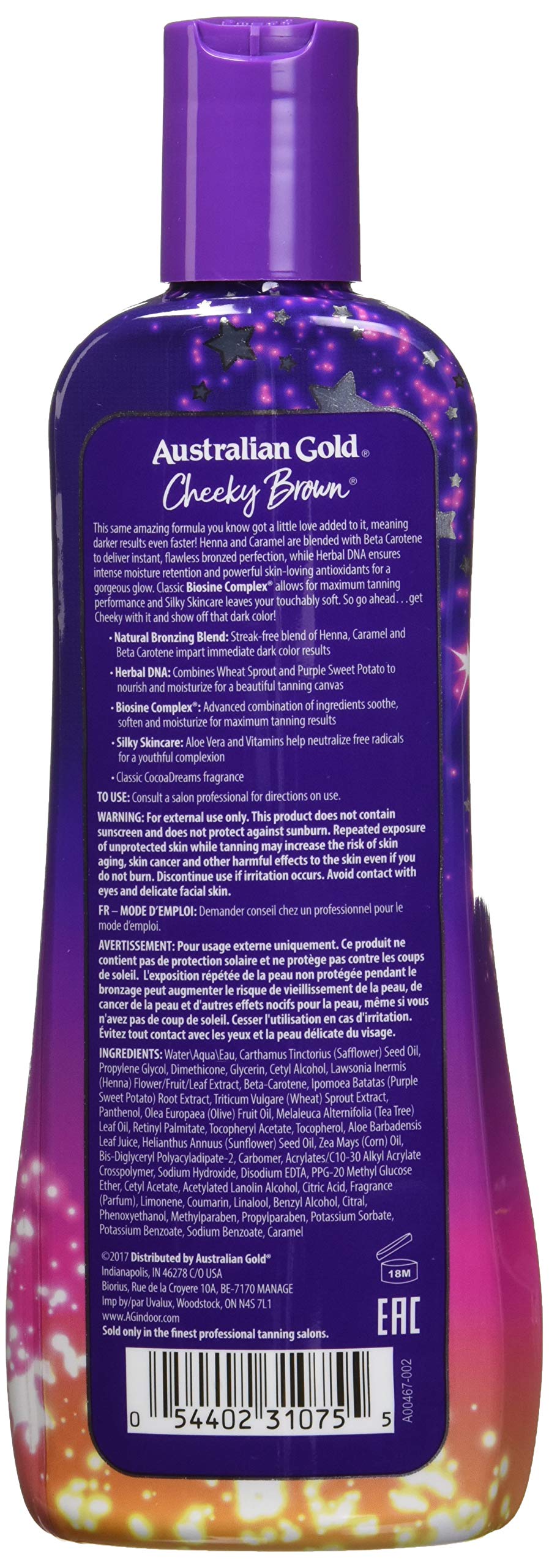 Australian Gold Cheeky Brown Accelerator lotion application image shows creamy texture for even coverage.