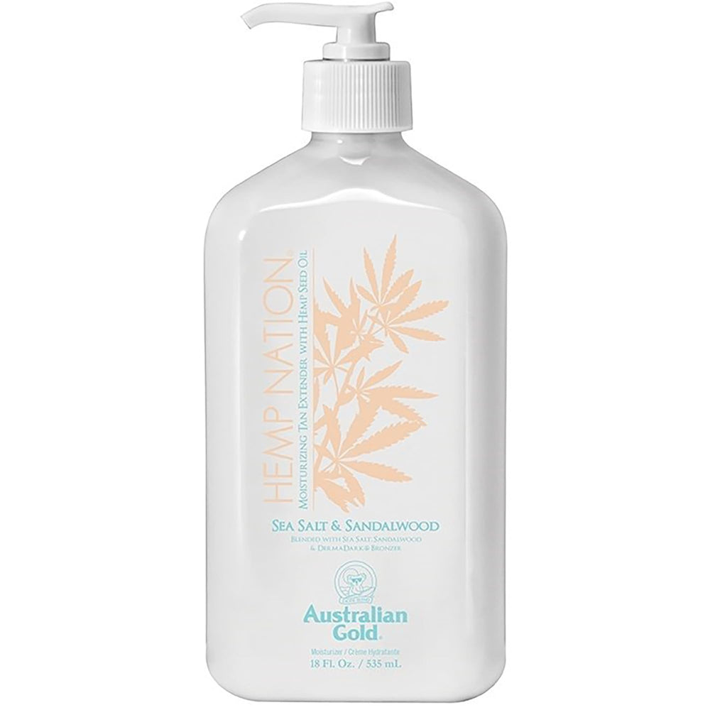 Australian Gold Hemp Nation sea salt and sandalwood bottle for daily moisturization.