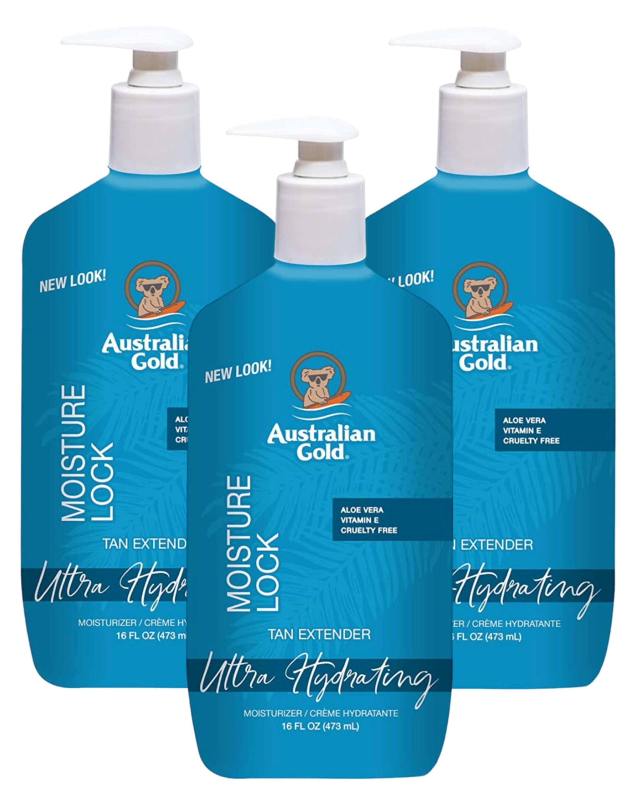 Australian Gold Moist Lock Tan Extender front view, hydrating tan maintenance.