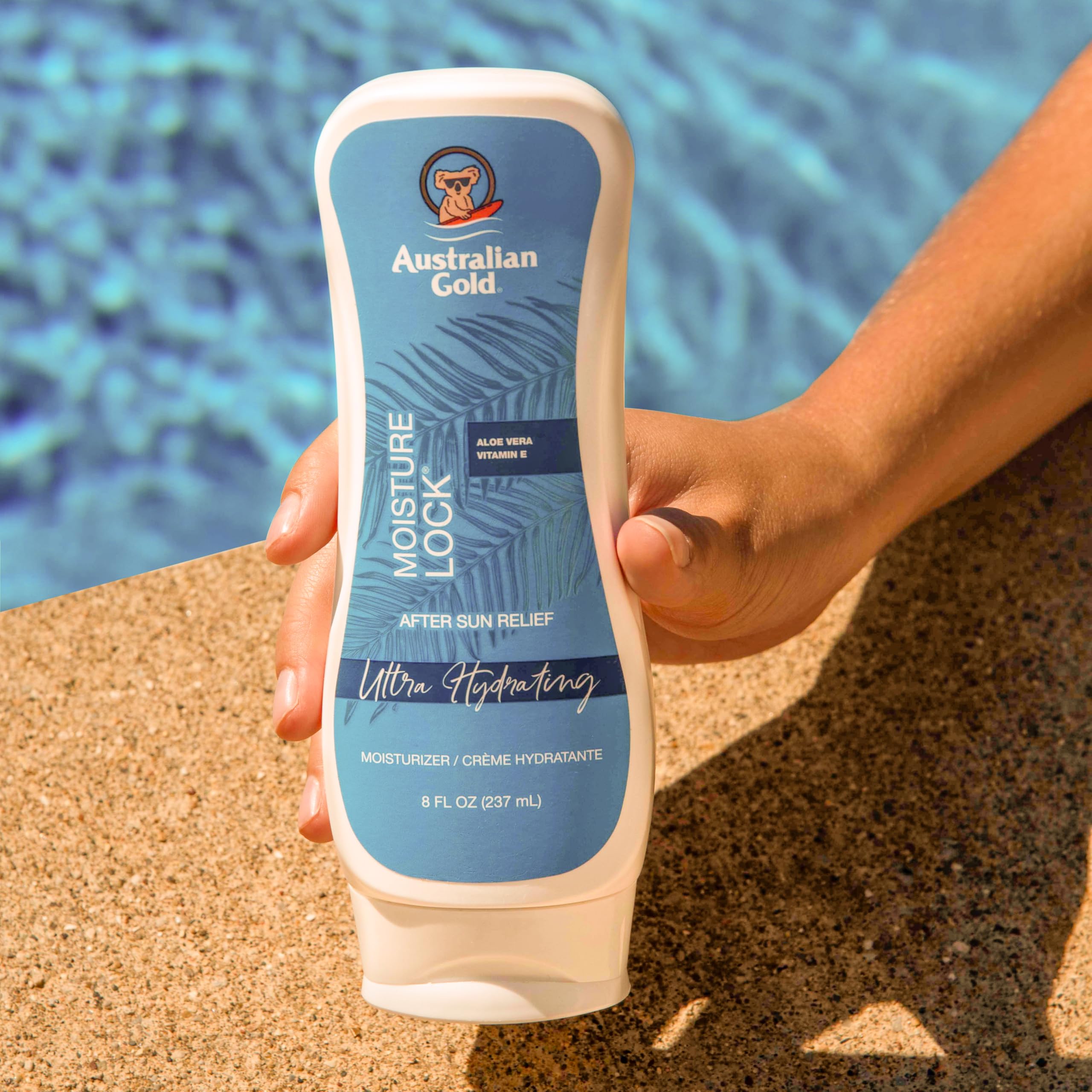 Australian Gold Moisture Lock Tan Extender with sunflower oil highlights natural moisture.