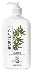 Loción extensor de bronceado Australian Gold Original Hemp Nation para hidratación duradera.