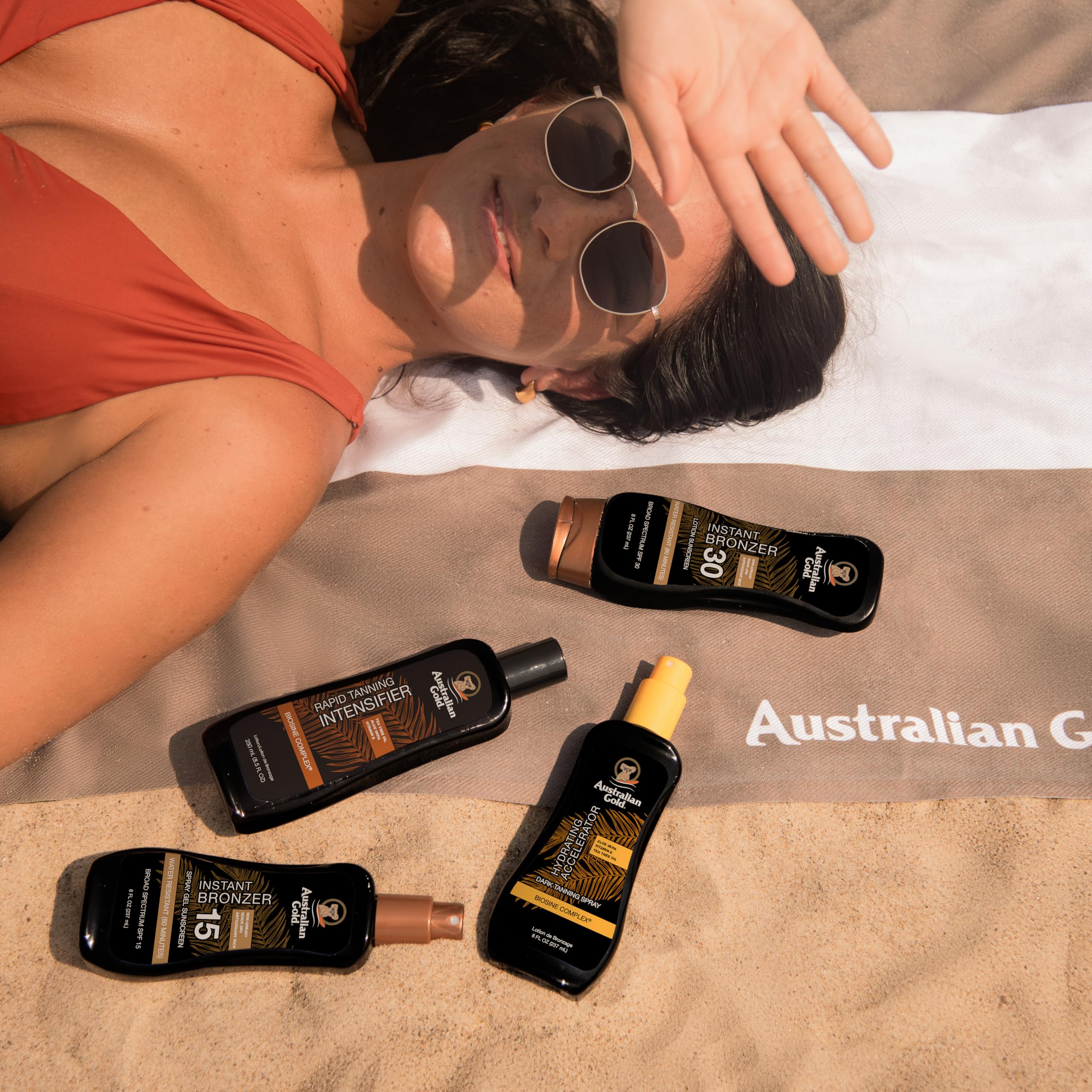 Australian Gold Protección Espectro Amplio, spray UVA/UVB rápido.
