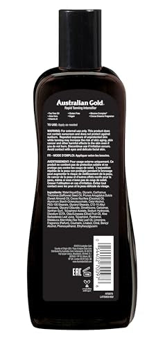 Australian Gold, loción textura crema suave, piel hidratada durante el bronceado.