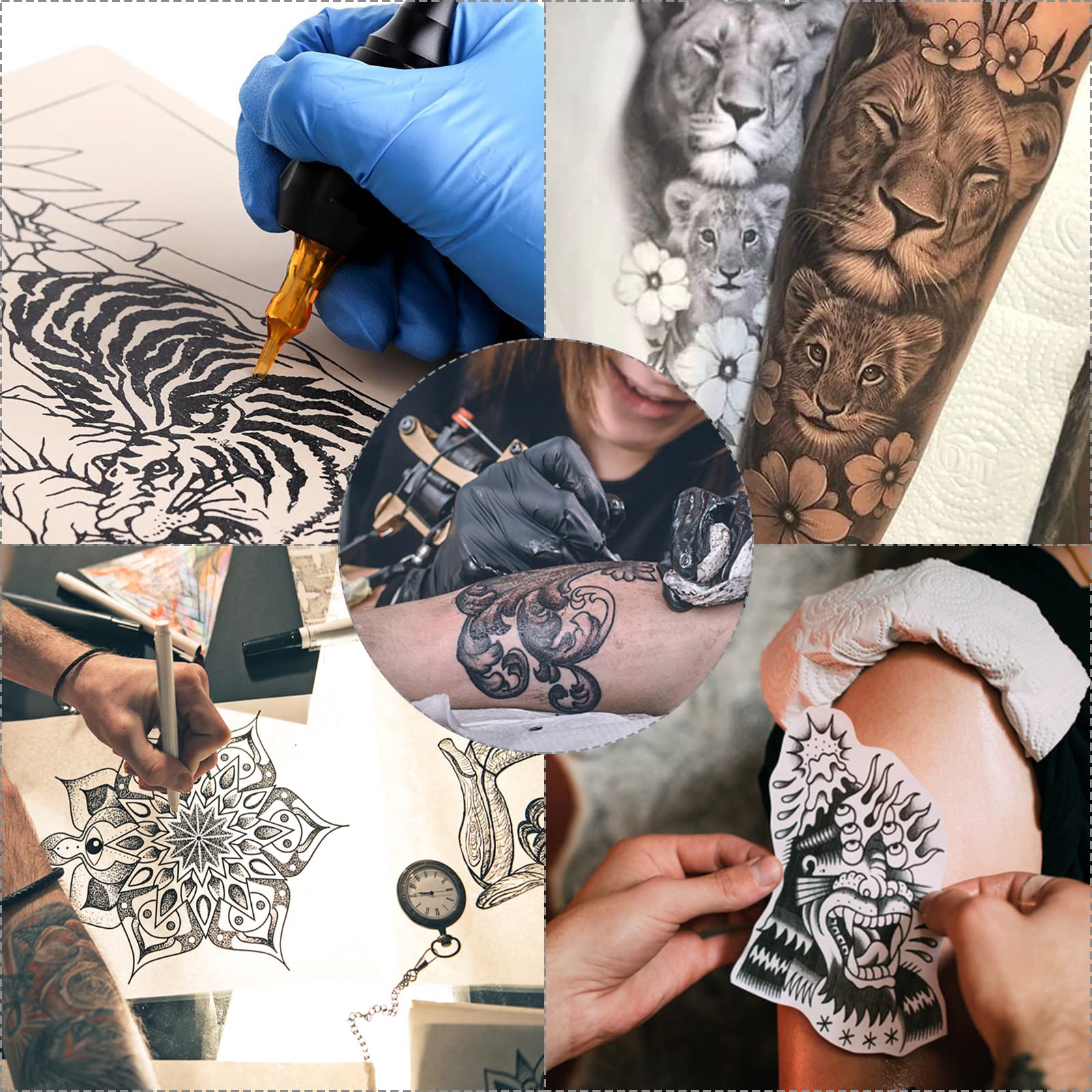 Autdor kit práctica tatuaje 35 piezas, incluye piel y papel para practicar.