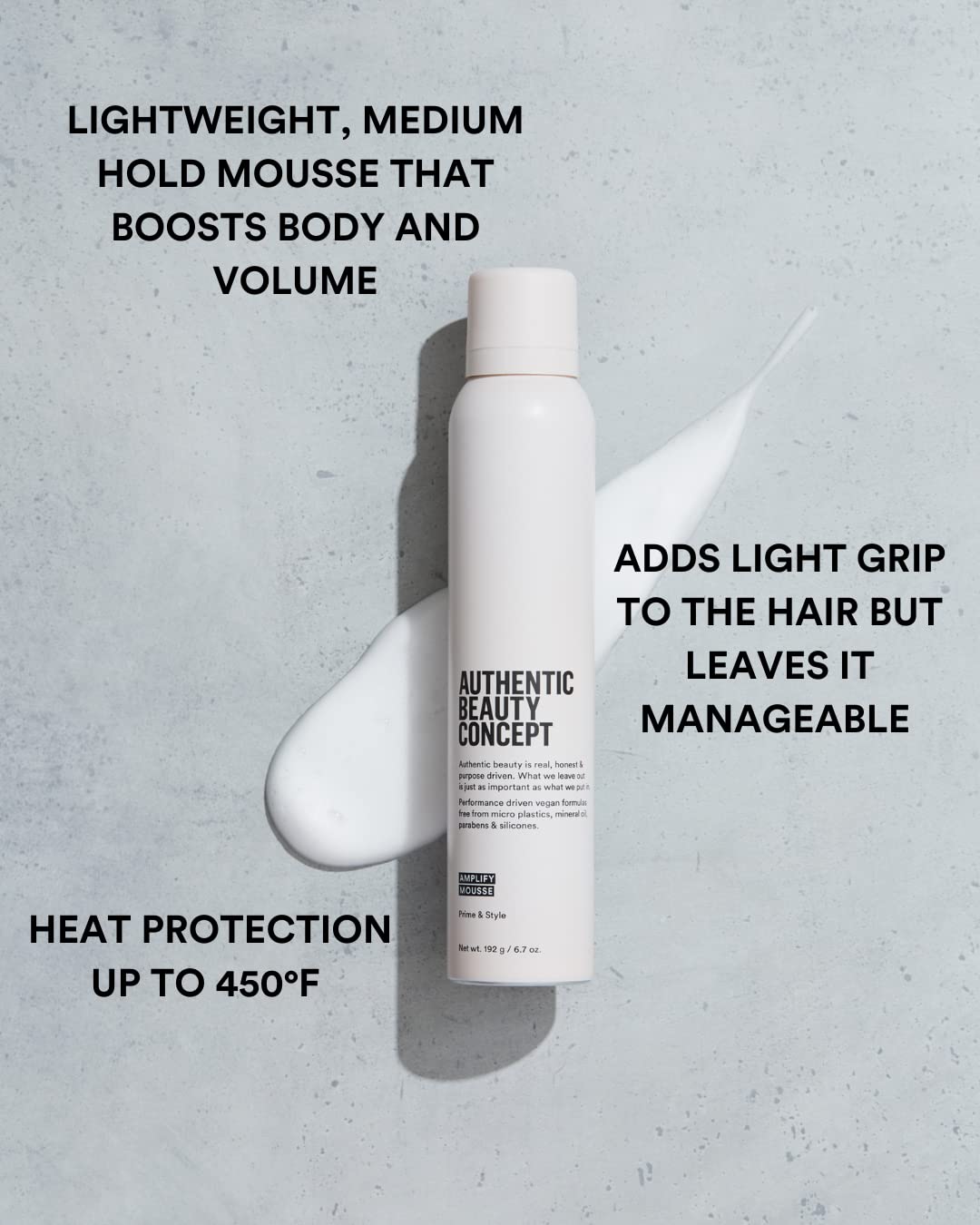 Amplify Mousse foam texture demonstrates airy hold for natural-looking style.