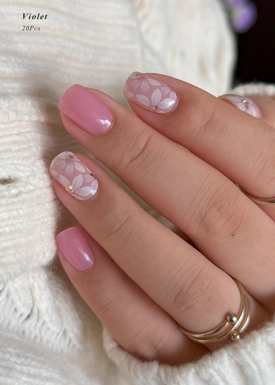 AutyaMee tiras gel flor rosa para uñas, look festivo y elegante.