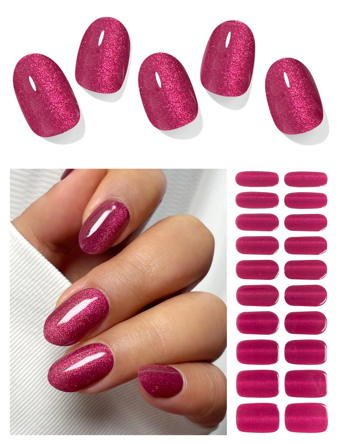 AutyaMee Plum Red Cat Eye nail strips box for easy at-home salon quality