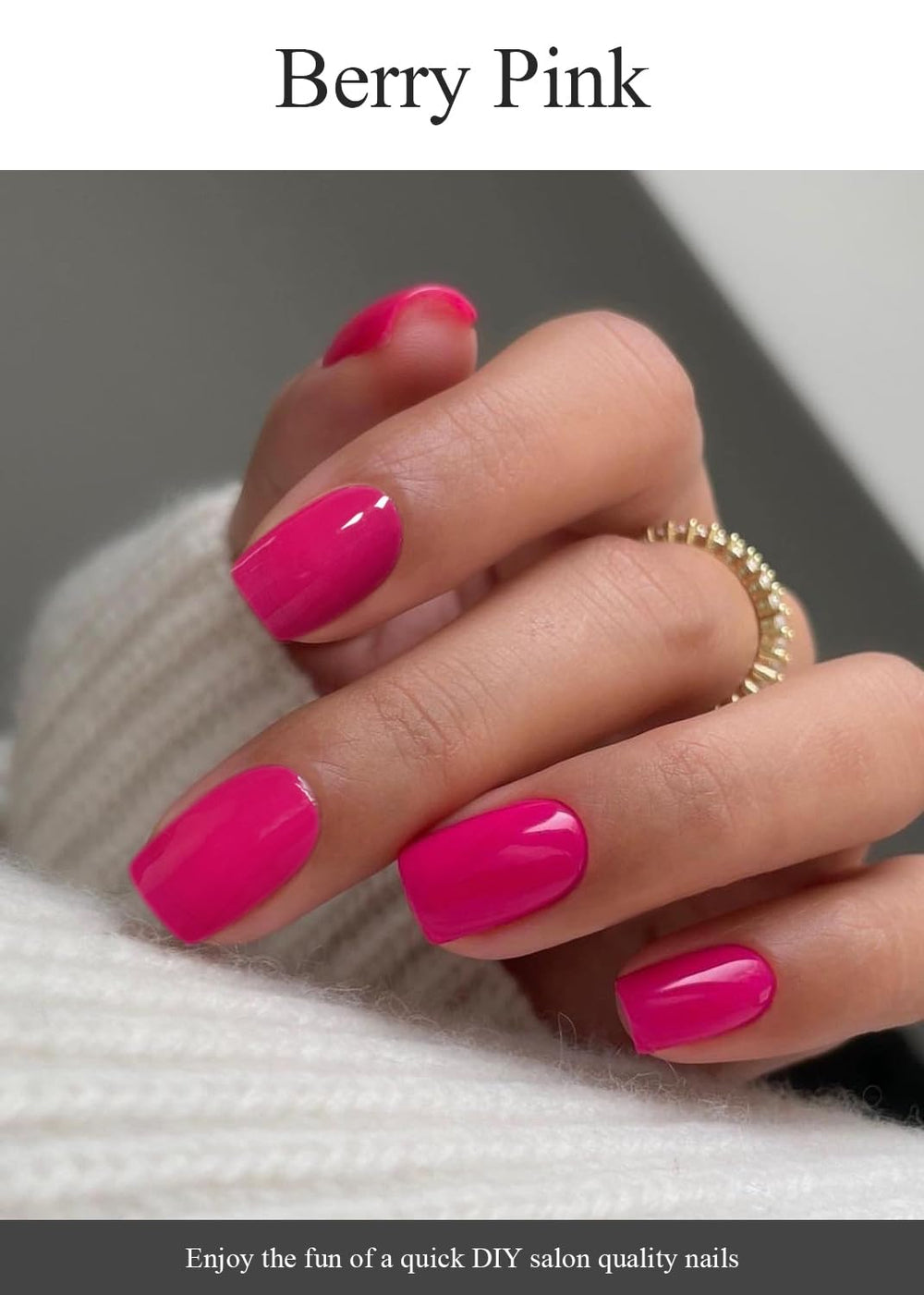 AutyaMee salon-quality nails achieved at home with berry pink color